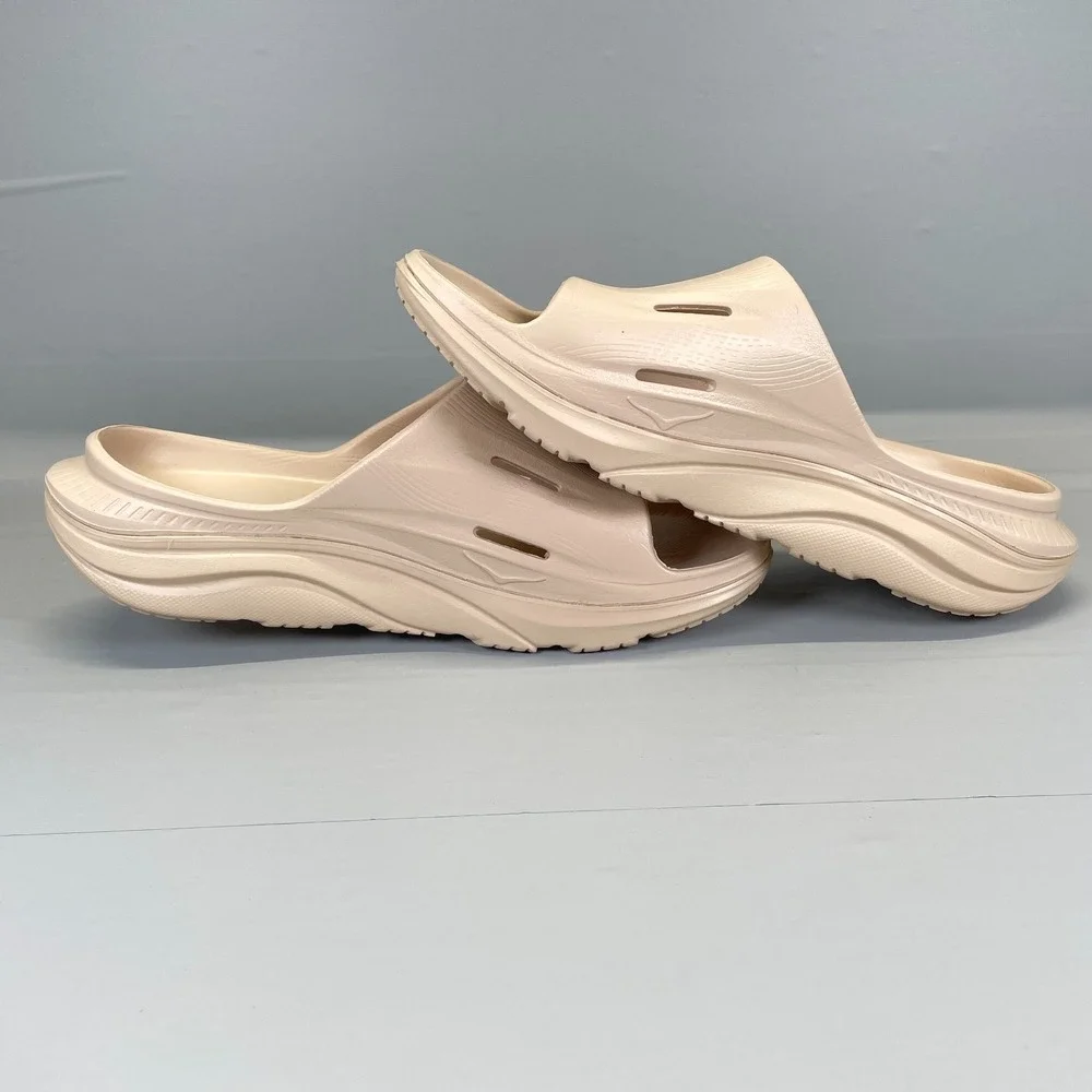 Hoka One One Ora Recovery Slides Mens Size 11 Beige Slip On Sandals Comfort Shoe